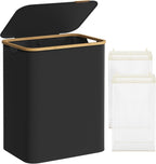 SONGMICS Cos de rufe textil, pliabil, cu 2 compartimente detasabile, 130L, 52x39x71 cm, negru