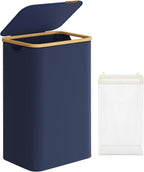 SONGMICS Cos de rufe textil, pliabil, compartiment detasabil, 90L, 42x32x71 cm, albastru