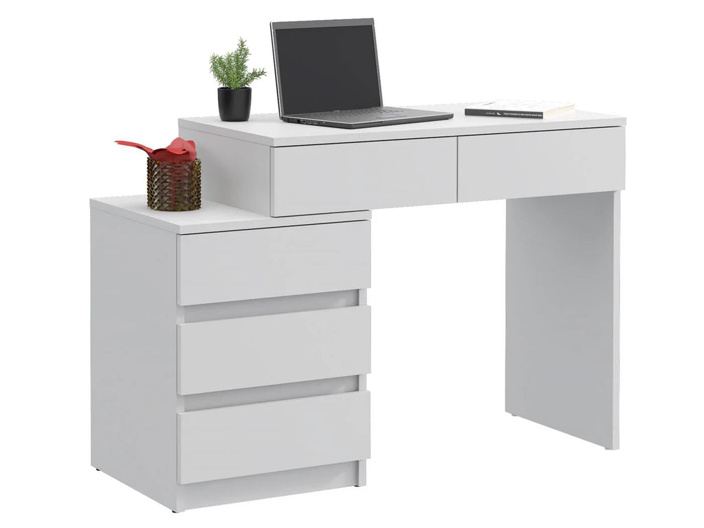 Birou compact Gamma T1 cu 5 sertare, 90x47x78 cm, montaj stanga/dreapta