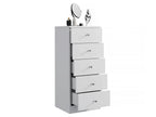 Comoda verticala Cristal cu 5 sertare, MDF, 40x38x94 cm, alb mat