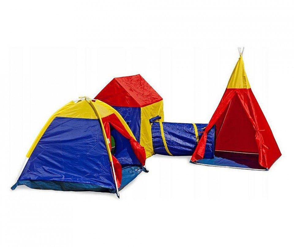 Set corturi de joaca 5 in 1 cu tunele si casuta, pliabil, pentru interior si exterior, multicolor