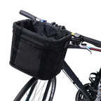 Cos bicicleta fata 34x24x25 cm, aluminiu si material textil, sistem click, cu husa ploaie, negru