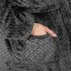 Halat de baie pentru femei pana la genunchi, cu gluga, marimea S/M, gri inchis