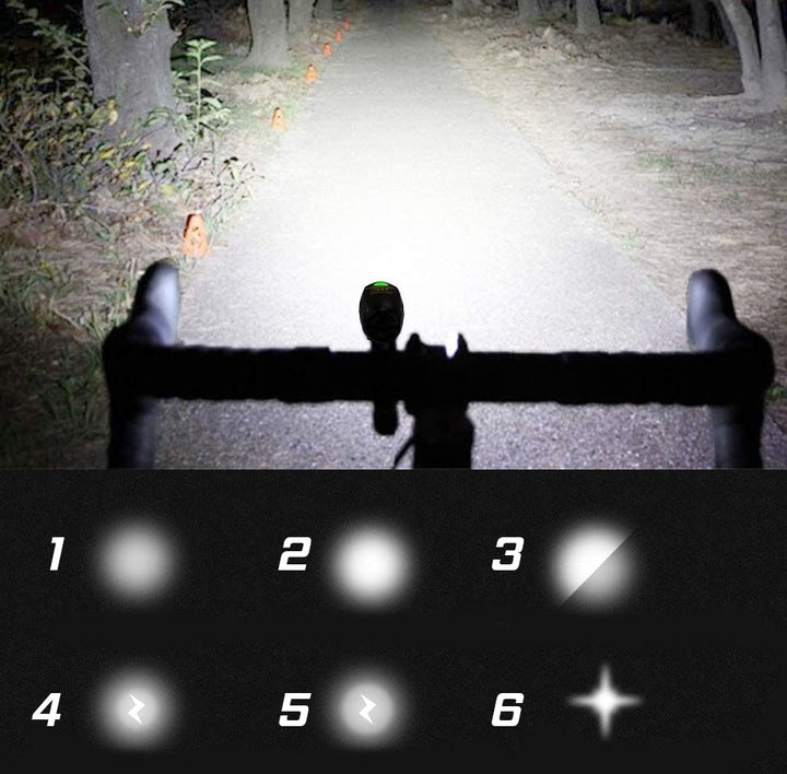 Lampa LED pentru bicicleta, reincarcabila USB, rezistenta la apa, 2200 mAh, autonomie pana la 15 ore