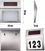 Lampa solara LED afisare numar de casa, inox, kit montare inclus, 20x18x3 cm