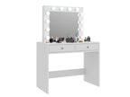 Masa de toaleta si machiaj Mega 12 LED, 100x50x144 cm, cu oglinda iluminata si 2 sertare, alb