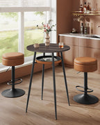 VASAGLE Masa de bar maro, 70x70x91 cm – design elegant cu piele artificiala, blat 60 cm, stabila si usor de asamblat