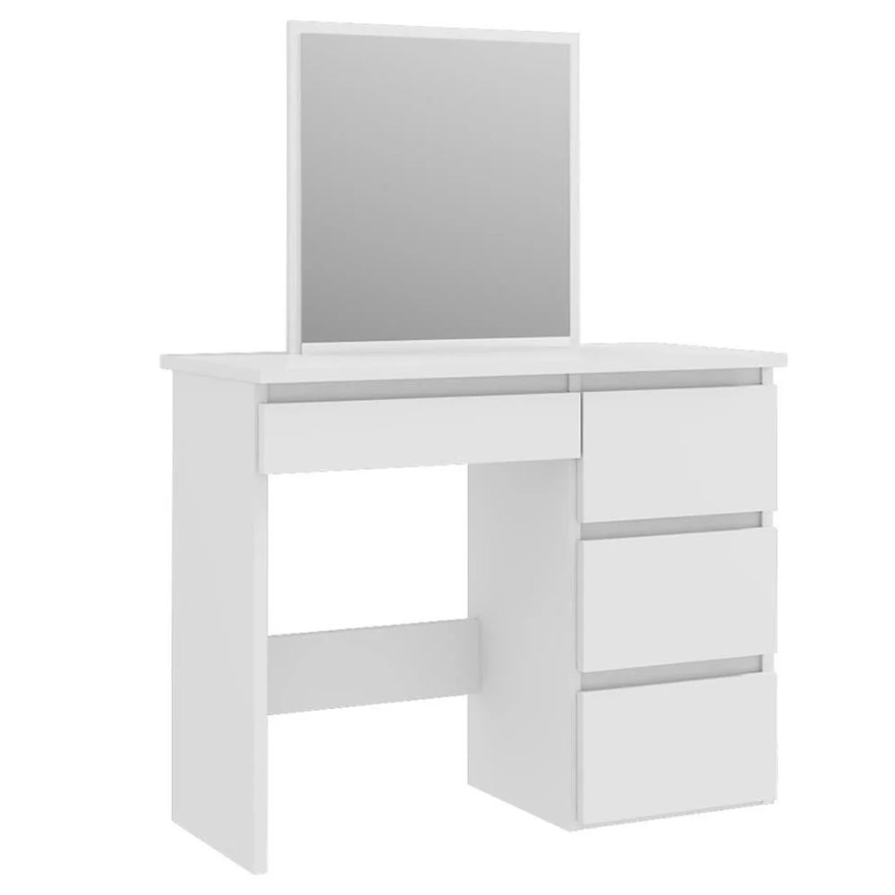 Masa de toaleta si machiaj Beta cu oglinda si 4 sertare, 94x43x130 cm, finisaj alb