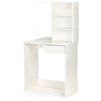 Masa de toaleta cu oglinda, rafturi si sertar, 75x40x136 cm, alb