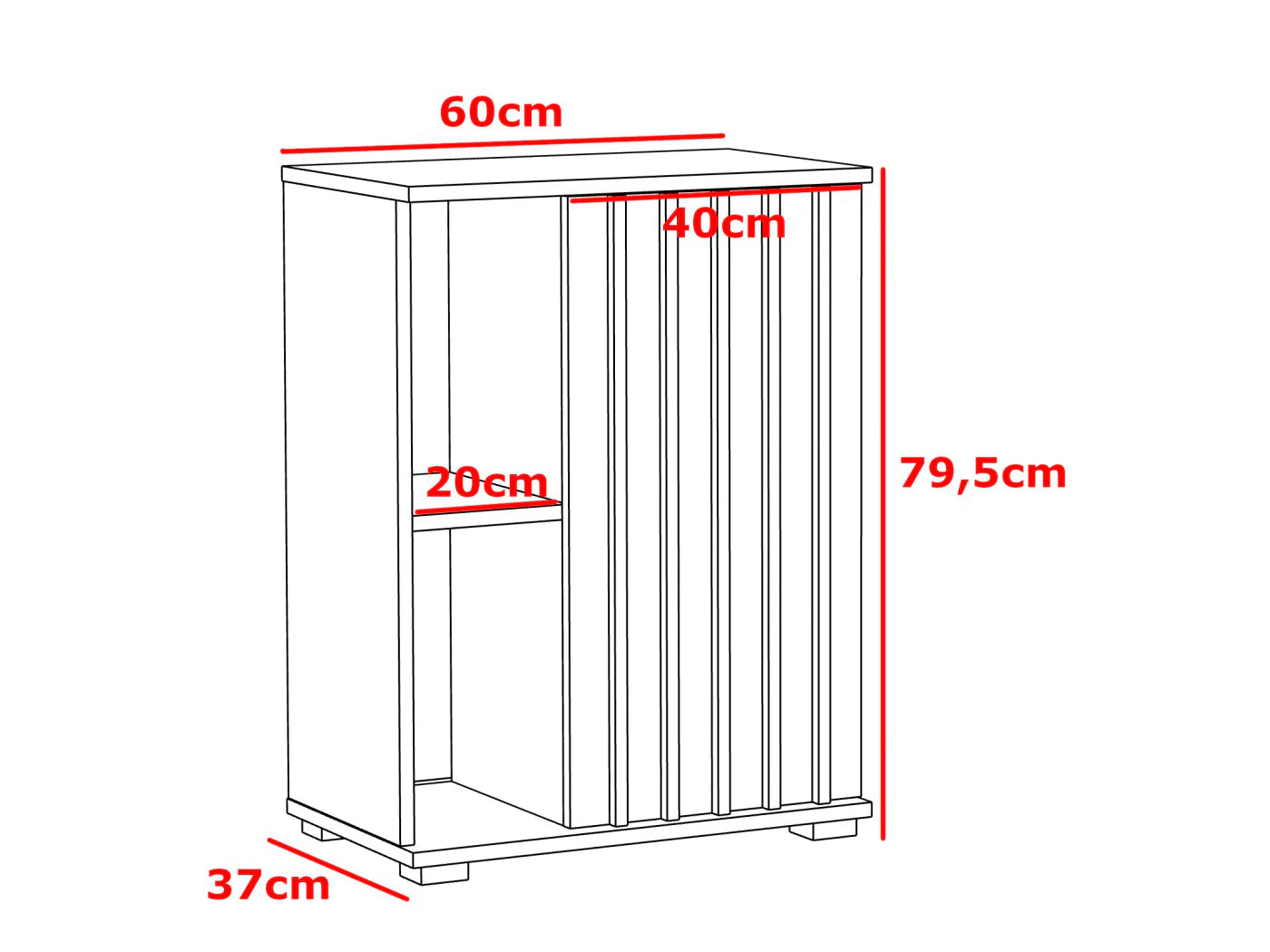 Comoda Montana 60 1D cu usa si 2 rafturi, 60x37x80 cm, craft si negru