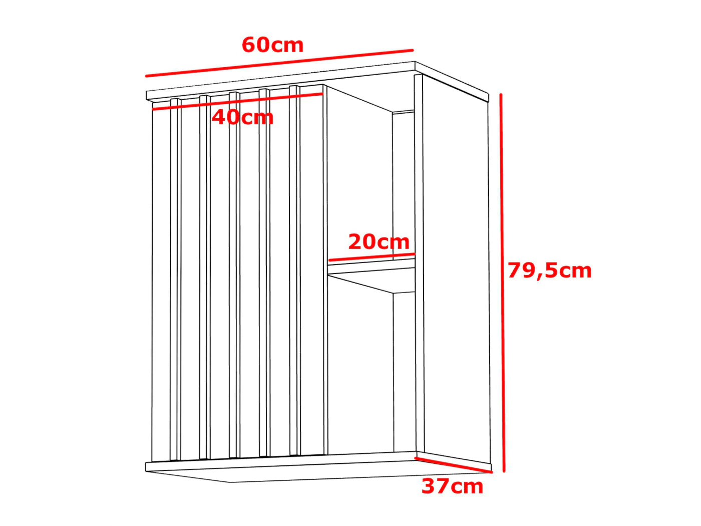 Dulap suspendat 60x37x80 cm cu 1 usa si rafturi, stil loft, finisaj craft/negru