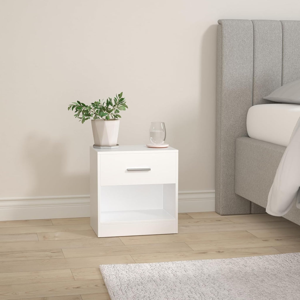 VASAGLE Noptiera cu sertar si compartiment deschis, 28x39x41 cm, alb