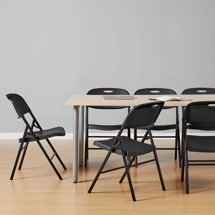 Set 2 scaune pliante 44x58x83 cm, structura metal si sezut HDPE, pliabile si usoare, negru