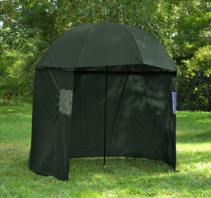 Umbrela pescuit 200x220 cm, inchidere completa cu perete detasabil, reglabil, otel si Oxford impermeabil, verde