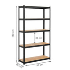 Raft cadru metalic modular pentru depozitare, 5 polite, 180x90x40cm, sarcina 825kg