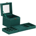 (DL) Cutie depozitare si organizare bijuterii, velur, 12x 12 x 12 cm, verde