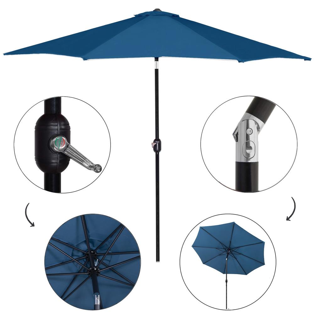 Umbrela terasa gradina, cu manivela si inclinare, diametru 300cm, Albastru
