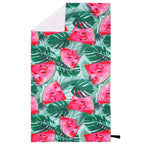 Prosop de plaja cu uscare de rapida, husa de transport, 90x180cm, model pepene verde