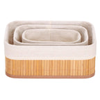Set 3 cutii organizatoare din bambus, diverse dimensiuni, maro