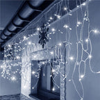 Ghirlanda luminoasa tip perdea 300 LED-uri, 12m, pentru interior/exterior, cu flash, iluminare alba