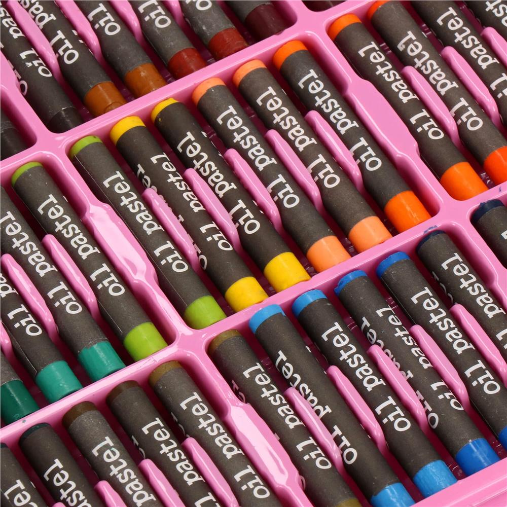 Set de pictura si desen pentru copii, 258 de piese, trusa plastic roz