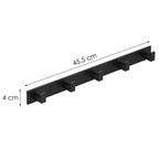 Cuier de baie pentru prosoape cu 2 sisteme instalare, aluminiu, 5 agatatori, 45x4cm, negru