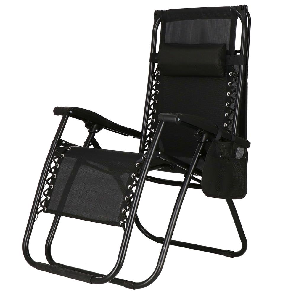 Sezlong pliabil  GC3, Relax Zero Gravity cu parasolar, 175cm, negru