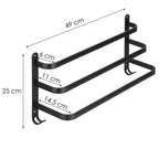 Suport prosoape pentru baie cu 2 sisteme de instalare, 3 brate, din aluminiu, 49x25cm, negru