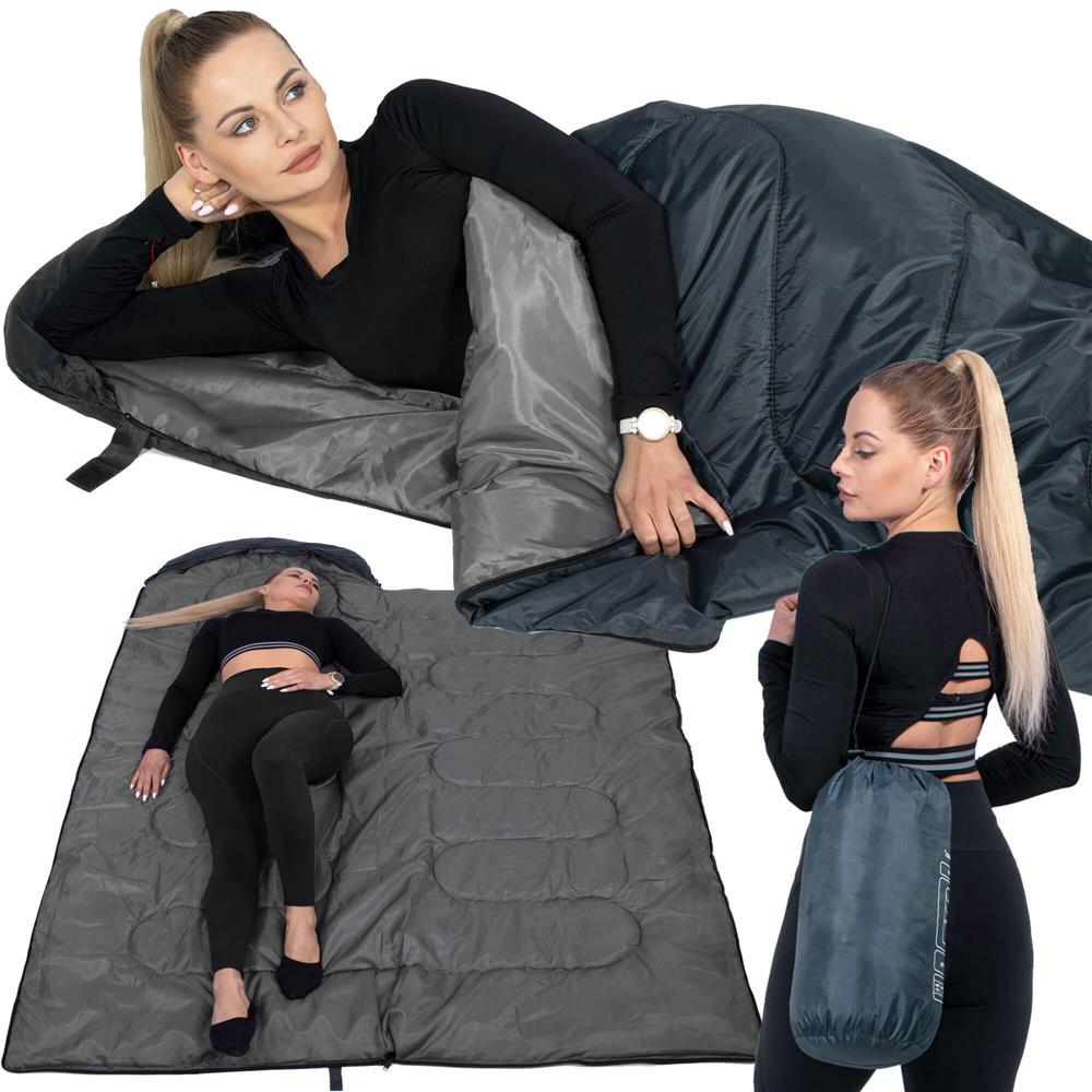 Sac de dormit tip mumie, cu geanta de transport, 210x73cm, 8-20grade, culoare gri