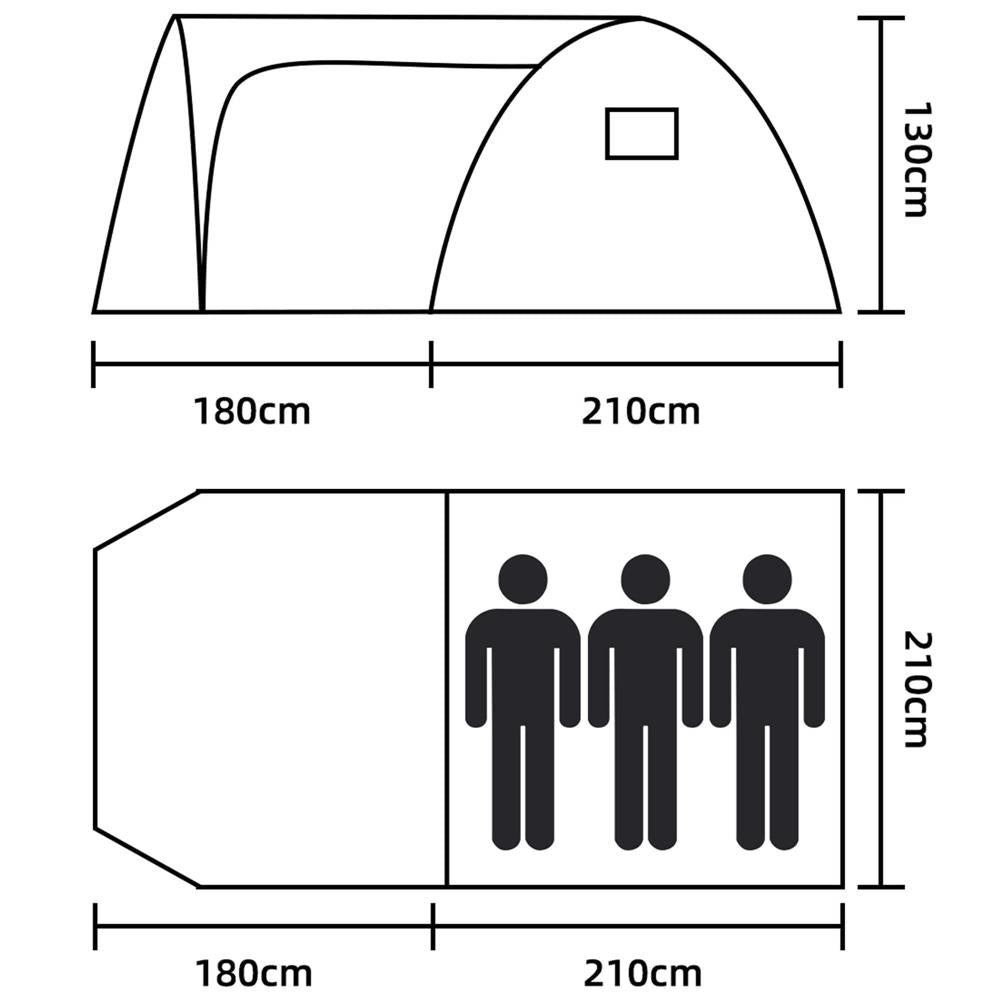 Cort plaja sau camping, impemeabil, cu terasa, 4 locuri, 200x350x135cm, gri