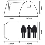 Cort plaja sau camping, impemeabil, cu terasa, 4 locuri, 200x350x135cm, gri
