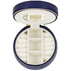 (DL) Cutie depozitare si organizare bijuterii, MDF, piele ecologica, 11 x 5cm, albastru marin