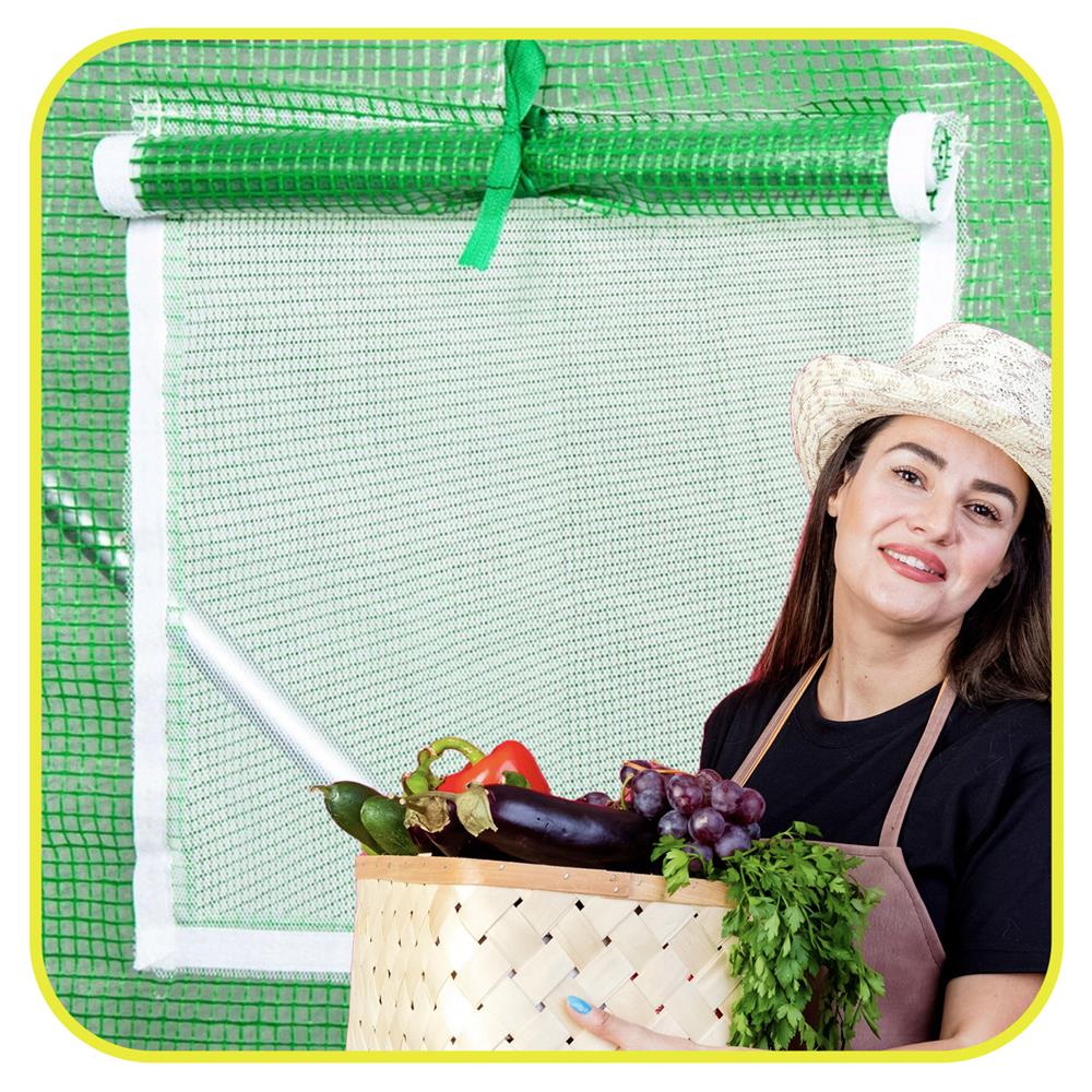 Folie inlocuire pentru sera 200x200x200 cm, PE 140g/mp cu plasa PP, UV4, 4 ferestre si usa cu fermoar, verde