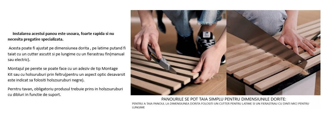 Riflaj MDF decorativ LDA PREMIUM de tip Panou Acoustic, Stejar Natur Saragossa, 260x40 cm