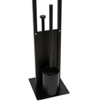 Suport hartie igienica 5Five Glass cu rezerva si perie, otel, 28x18x62 cm, negru