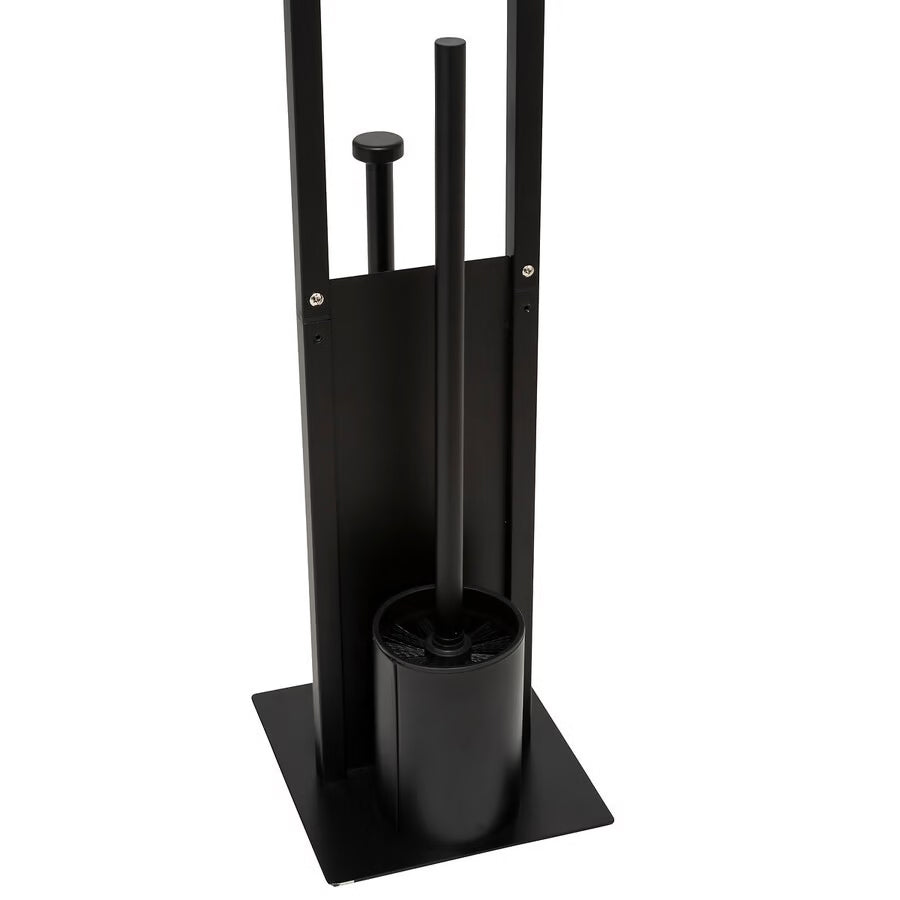 Suport hartie igienica 5Five Glass cu rezerva si perie, otel, 28x18x62 cm, negru