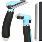 Perie trimmer pentru caini si pisici cu par lung sau scurt, autocuratare, lama 10cm, negru albastru