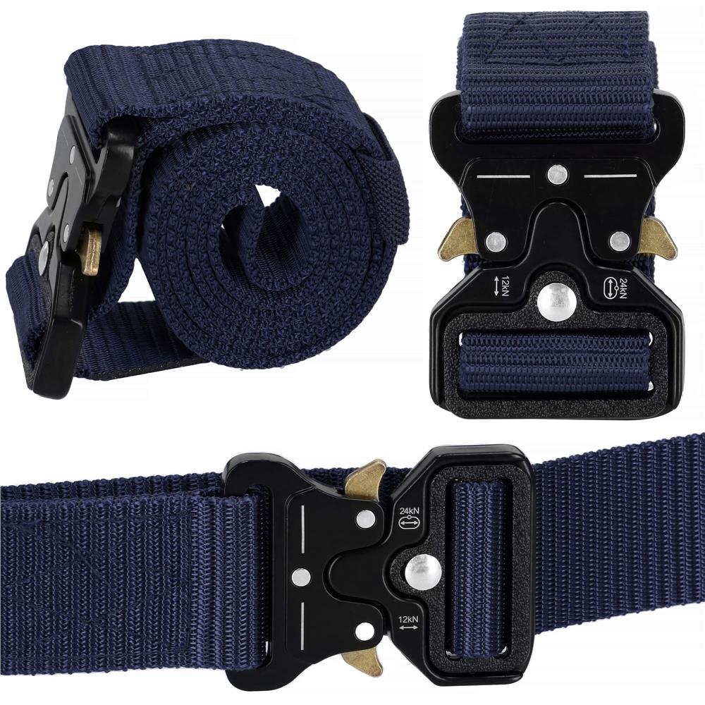 Curea centura Tactical Combat pentru barbati 3.5 x 125 cm, rezistent, albastru inchis