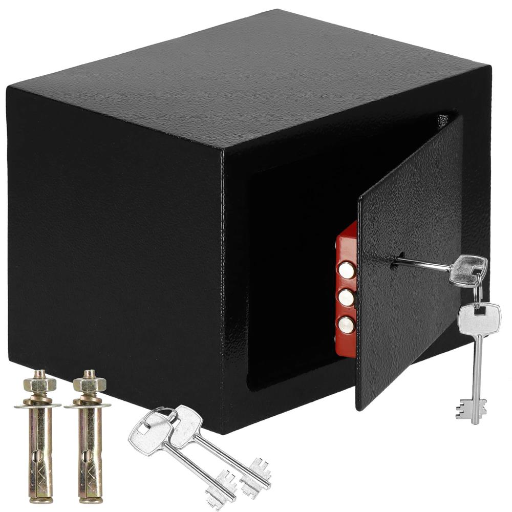 Seif standard cu cheie, 170x230x170 mm, Otel, Negru