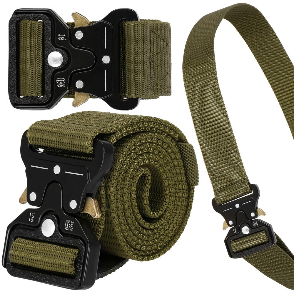 Curea centura Tactical Combat pentru barbati 3.5 x 125 cm, rezistent, verde