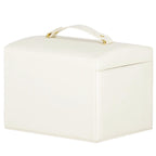 (DL) Cutie depozitare si organizare bijuterii, MDF, piele ecologica, 17,5 x 12 x 13,5 cm., crem