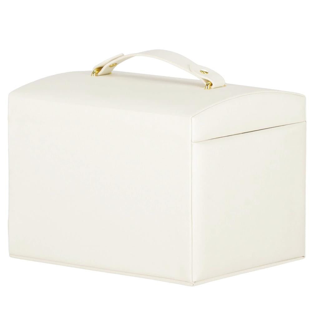 (DL) Cutie depozitare si organizare bijuterii, MDF, piele ecologica, 17,5 x 12 x 13,5 cm., crem