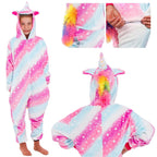 Pijama tip salopeta pentru copii, model unicorn, marime 130-140cm