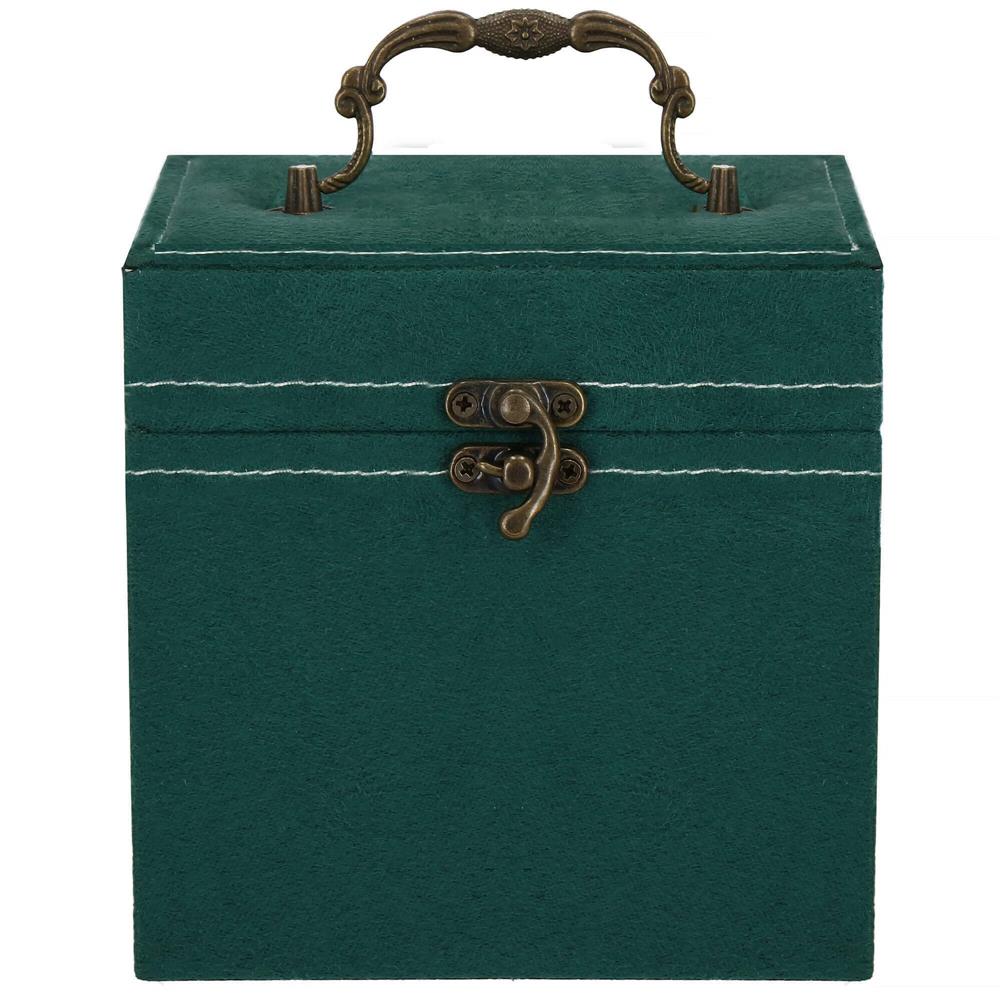 (DL) Cutie depozitare si organizare bijuterii, velur, 12x 12 x 12 cm, verde
