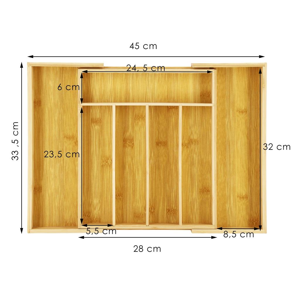 Organizator tacamuri si ustensile bucatarie, bambus, extensibil 28-45x33x5cm