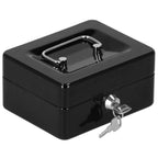 Caseta pentru bani tip cutie de valori, compartimentanta, cu cheie, metal, 15x12x8cm, negru