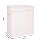 Cos de rufe din bambus cu capac, 2 compartimente, sac detasabil, volum 100L, 54x35x60cm, alb