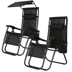 Sezlong pliabil  GC3, Relax Zero Gravity cu parasolar, 175cm, negru