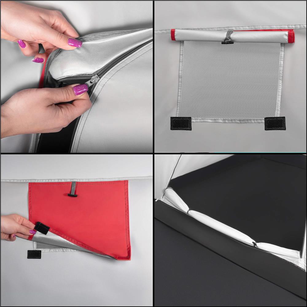 Cort plaja sau camping, impemeabil, cu terasa, 4 locuri, 200x350x135cm, gri