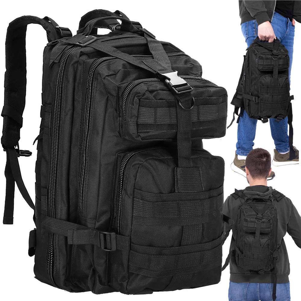 Rucsac militar pentru drumetie, impermeabil, ultra usor, 4 compartimente, culoare negru